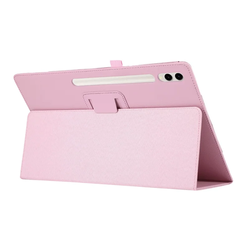 For Samsung Galaxy Tab S10 Ultra Case Bi-Fold Stand Leather Tablet Cover Litchi Texture - Pink