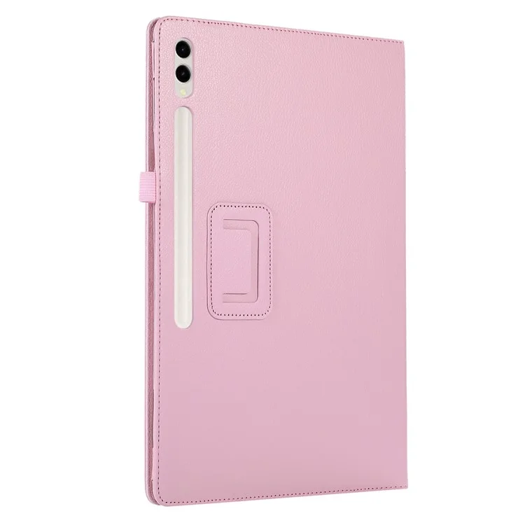 For Samsung Galaxy Tab S10 Ultra Case Bi-Fold Stand Leather Tablet Cover Litchi Texture - Pink