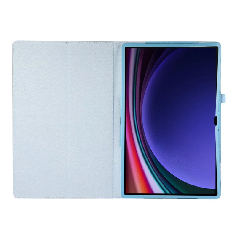 For Samsung Galaxy Tab S10 Ultra Case Bi-Fold Stand Leather Tablet Cover Litchi Texture - Baby Blue