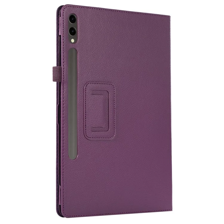 For Samsung Galaxy Tab S10+ Case Bi-Fold Stand Leather Tablet Cover Litchi Texture - Purple