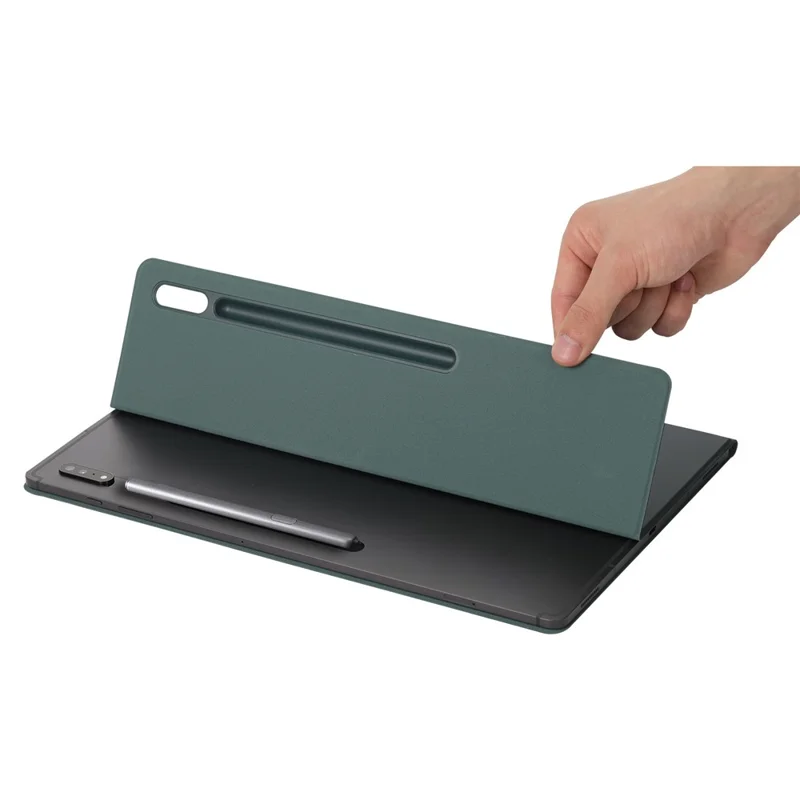 Bulk Purchasing For Samsung Galaxy Tab S8 / S7 Case Pen Slot PU Leather Tablet Cover with Stand, Auto Wake / Sleep - Midnight Green