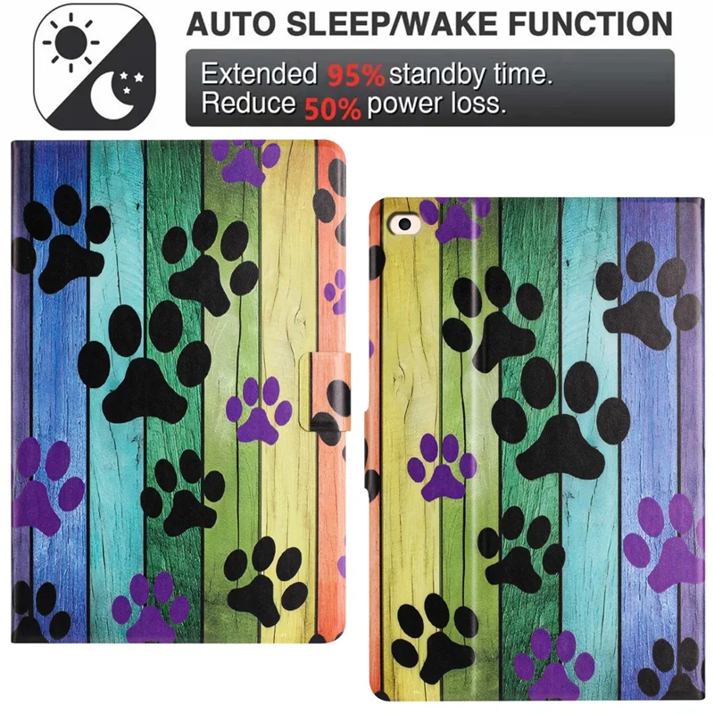 For iPad mini (2019) 7.9 inch  /  4  /  3  /  2  /  Mini Case Pattern Printed Stand Litchi Texture Leather Tablet Cover with Card Slots - Cat Claw