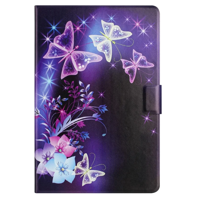 For iPad Pro 11 (2025) / 11 (2024) Case Pattern Printed Stand Litchi Texture Leather Tablet Cover with Card Slots - Purple Butterfly