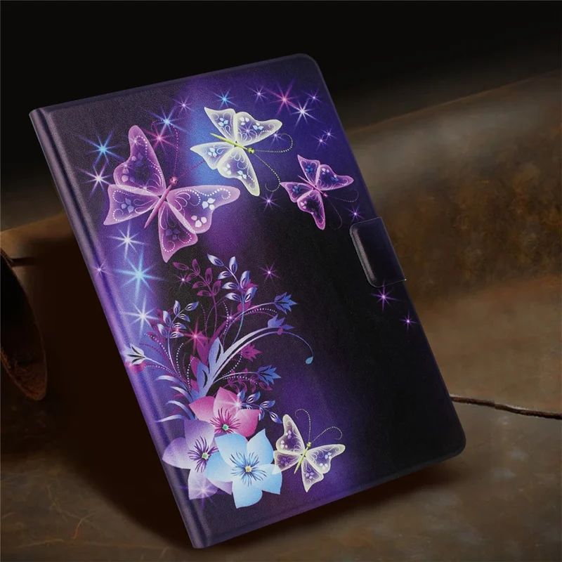 For iPad Pro 11 (2025) / 11 (2024) Case Pattern Printed Stand Litchi Texture Leather Tablet Cover with Card Slots - Purple Butterfly