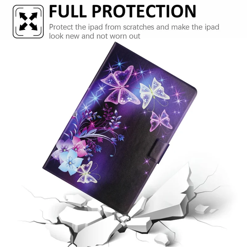 For iPad Pro 11 (2025) / 11 (2024) Case Pattern Printed Stand Litchi Texture Leather Tablet Cover with Card Slots - Purple Butterfly