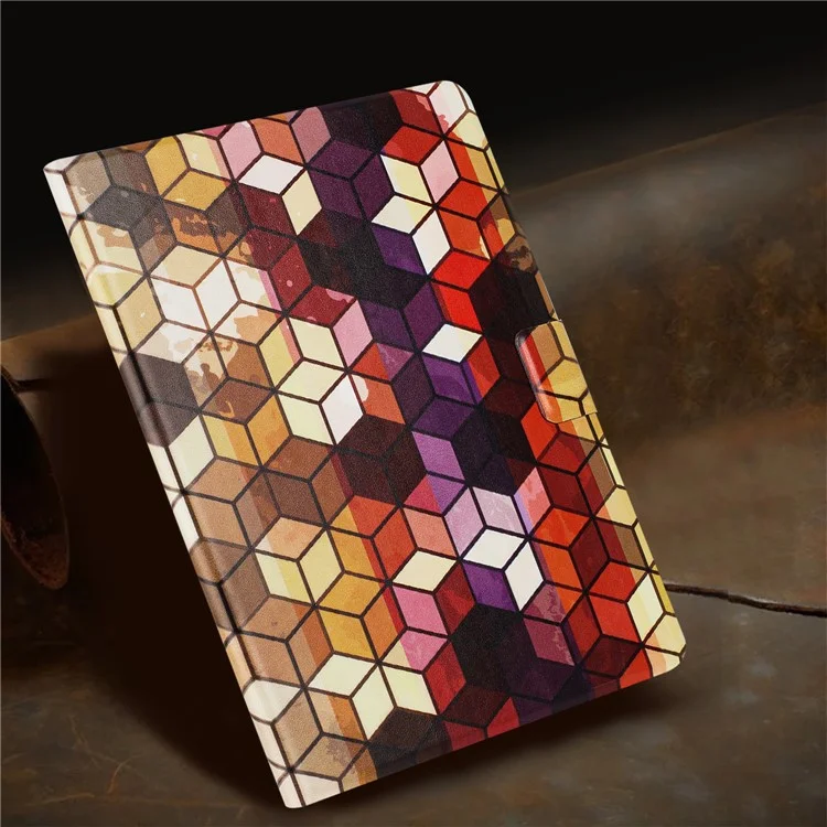 For Lenovo Tab M11 TB-330FU Case Pattern Printed Stand Litchi Texture Leather Tablet Cover with Card Slots - Block