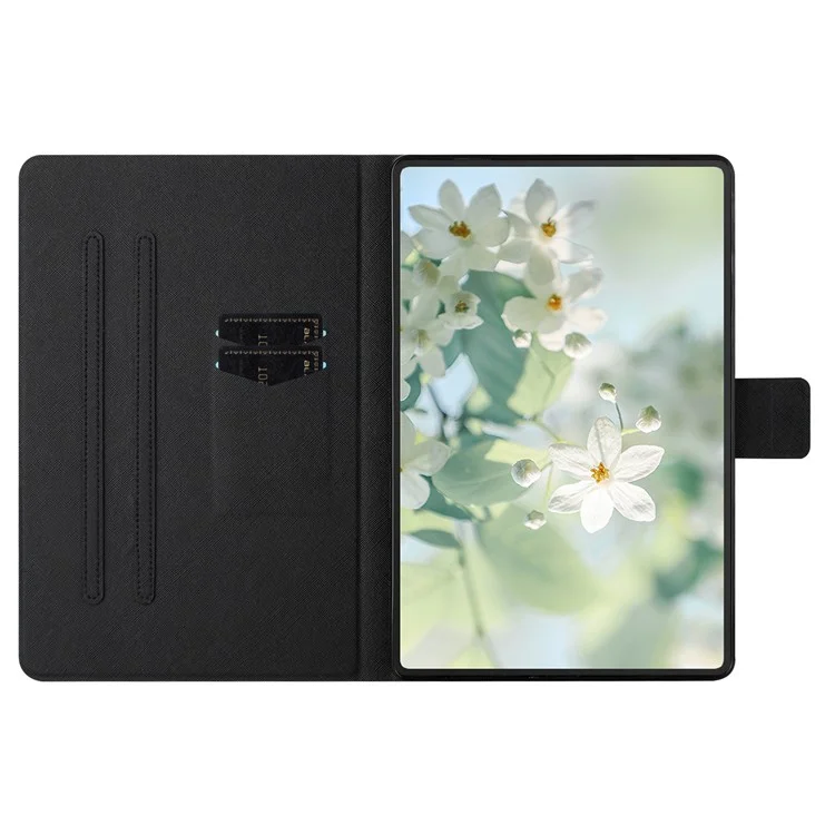 For Lenovo Tab M11 TB-330FU Case Pattern Printed Stand Litchi Texture Leather Tablet Cover with Card Slots - Block