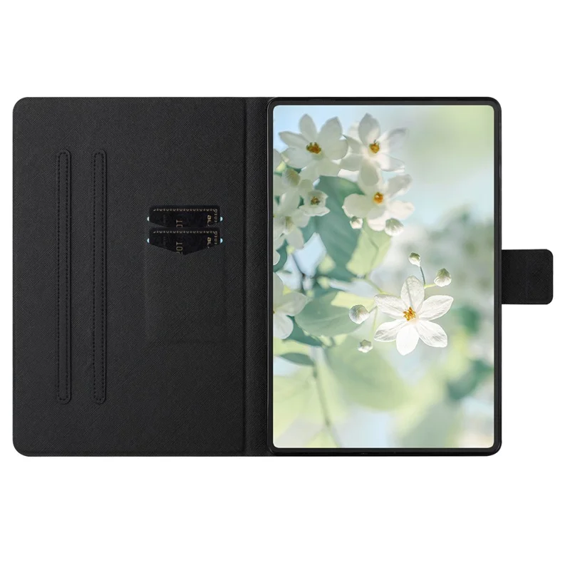 For Samsung Galaxy Tab A11+ / A9+ Case Pattern Printed Stand Litchi Texture Leather Tablet Cover with Card Slots - Block