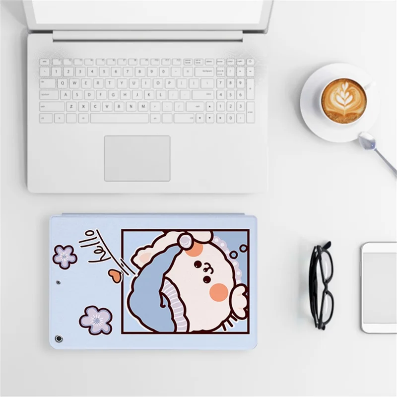 For iPad 10.2 (2021)/(2019)/(2020) Protective Case Cartoon Pattern Printing PU Leather Cover Auto Wake/Sleep Tablet Case with Stand - Bubble Dog