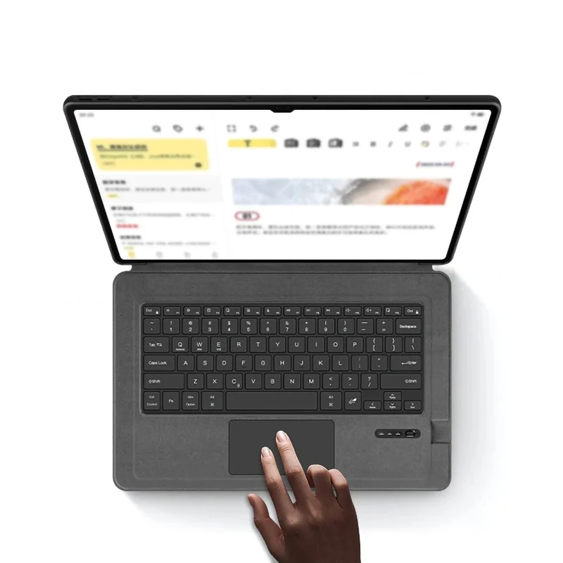 For Samsung Galaxy Tab S10 Ultra / S9 Ultra / S8 Ultra Leather Case + Touchpad Bluetooth-Compatible Keyboard