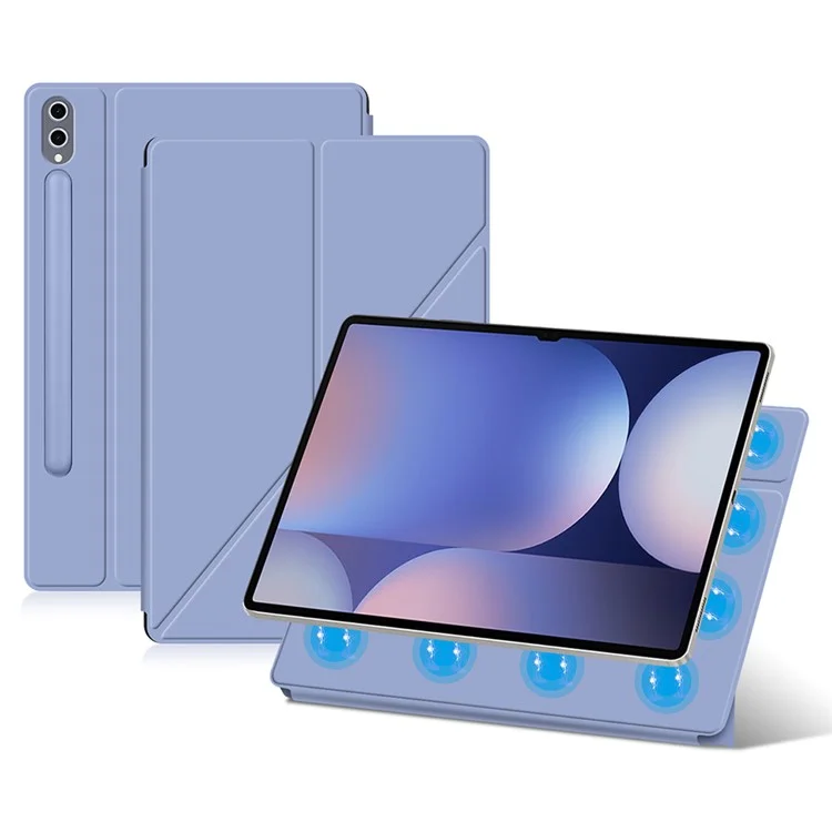 For Samsung Galaxy Tab S10 Ultra / S9 Ultra Case Origami Stand PU Leather Magnetic Tablet Cover - Purple