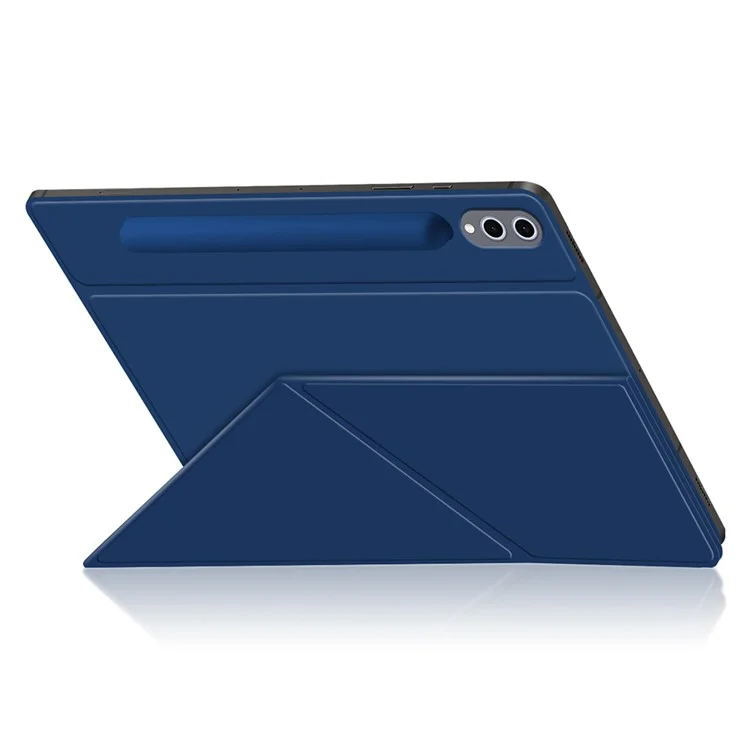 For Samsung Galaxy Tab S10 Ultra / S9 Ultra Case Origami Stand PU Leather Magnetic Tablet Cover - Blue