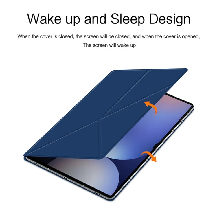 For Samsung Galaxy Tab S10 Ultra / S9 Ultra Case Origami Stand PU Leather Magnetic Tablet Cover - Blue