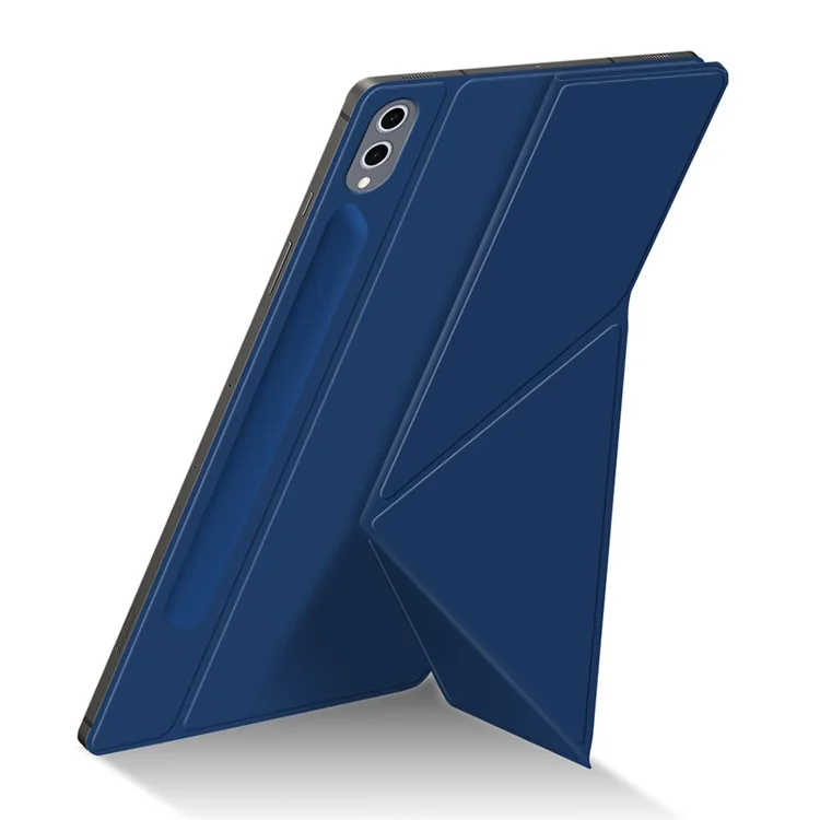For Samsung Galaxy Tab S10 Ultra / S9 Ultra Case Origami Stand PU Leather Magnetic Tablet Cover - Blue