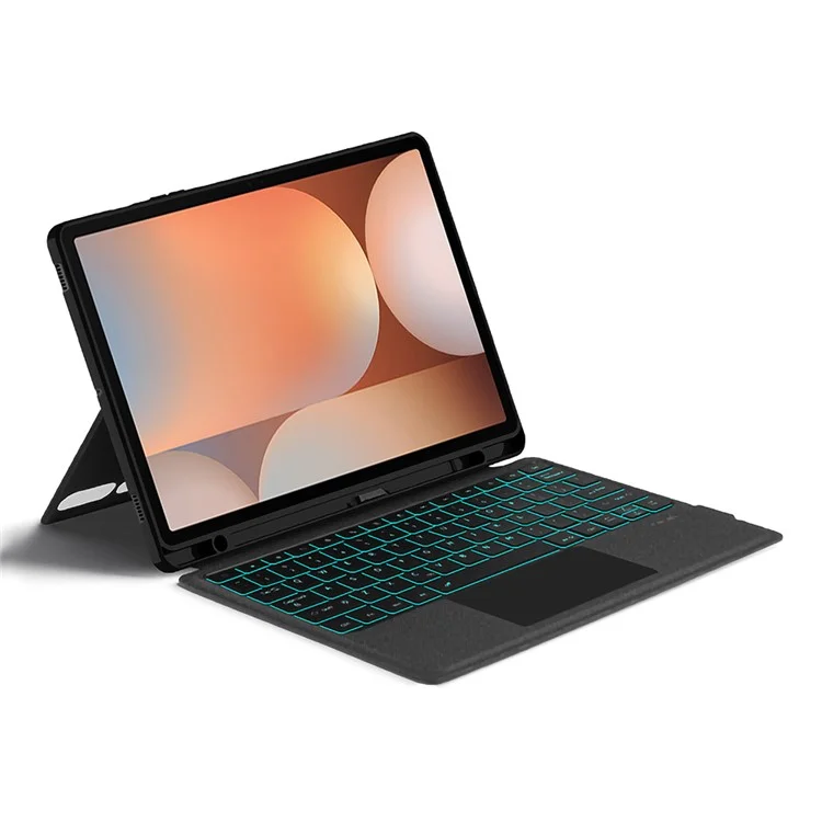 Étui en cuir pour Samsung Galaxy Tab S10+ avec clavier Bluetooth rétroéclairé et pavé tactile
