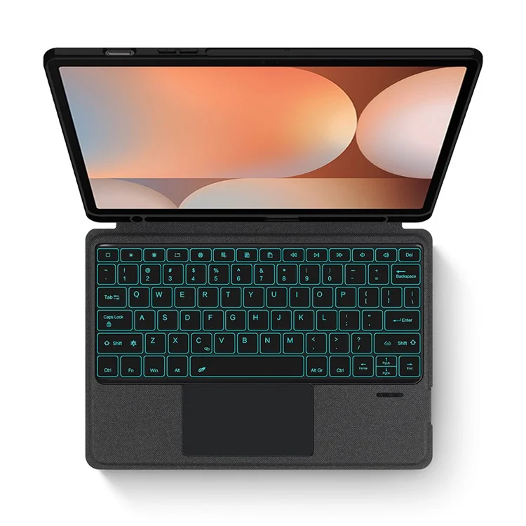 Étui en cuir pour Samsung Galaxy Tab S10+ avec clavier Bluetooth rétroéclairé et pavé tactile