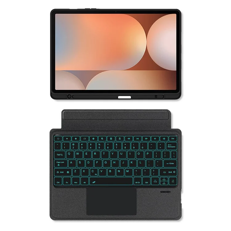 Étui en cuir pour Samsung Galaxy Tab S10+ avec clavier Bluetooth rétroéclairé et pavé tactile