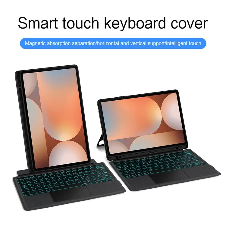 Étui en cuir pour Samsung Galaxy Tab S10+ avec clavier Bluetooth rétroéclairé et pavé tactile