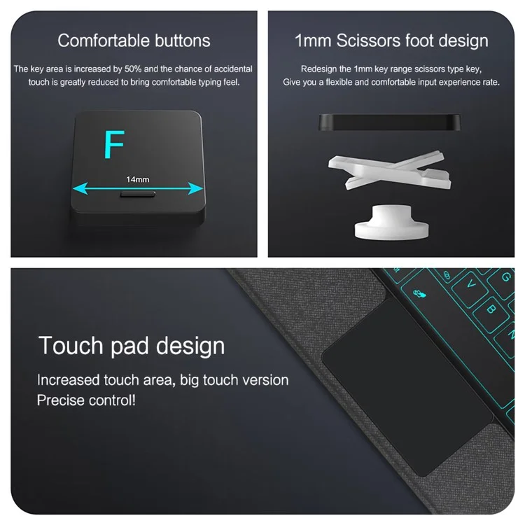 Étui en cuir pour Samsung Galaxy Tab S10+ avec clavier Bluetooth rétroéclairé et pavé tactile