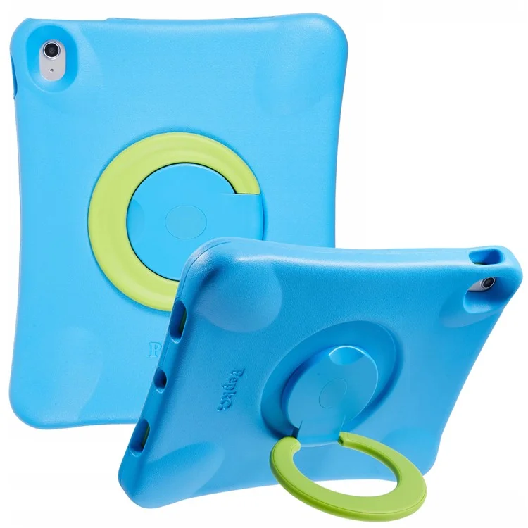 Étui pour iPad Air 13 (2024) Pepkoo, résistant aux chocs, avec support pivotant à 360 degrés en PC et revêtement de protection en EVA - Bleu / Vert