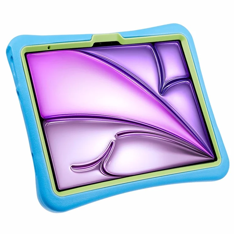 Étui pour iPad Air 13 (2024) Pepkoo, résistant aux chocs, avec support pivotant à 360 degrés en PC et revêtement de protection en EVA - Bleu / Vert