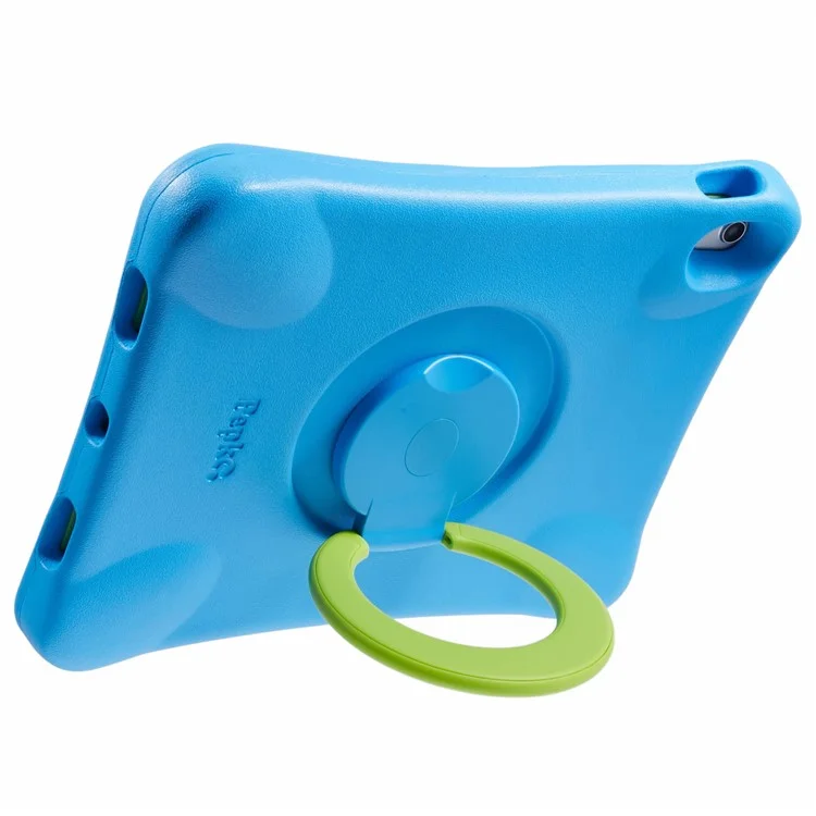 Étui pour iPad Air 13 (2024) Pepkoo, résistant aux chocs, avec support pivotant à 360 degrés en PC et revêtement de protection en EVA - Bleu / Vert
