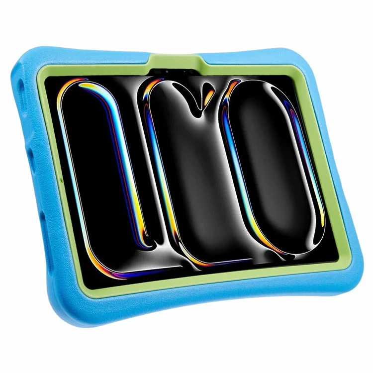 Étui de protection pour iPad Pro 11 (2024) de PEPKOO, antichoc, avec support pivotant à 360 degrés en PC et revêtement protecteur en EVA - Bleu / Vert