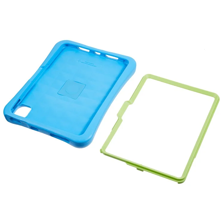 Étui de protection pour iPad Pro 11 (2024) de PEPKOO, antichoc, avec support pivotant à 360 degrés en PC et revêtement protecteur en EVA - Bleu / Vert