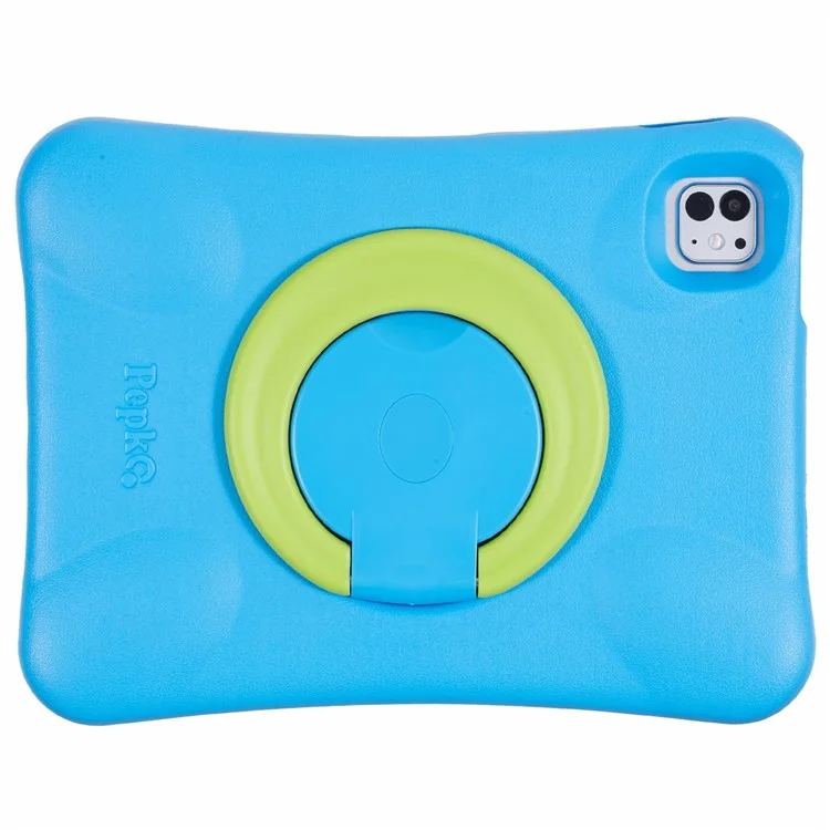 Étui de protection pour iPad Pro 11 (2024) de PEPKOO, antichoc, avec support pivotant à 360 degrés en PC et revêtement protecteur en EVA - Bleu / Vert