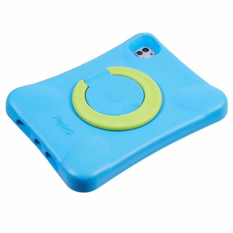 Étui de protection pour iPad Pro 11 (2024) de PEPKOO, antichoc, avec support pivotant à 360 degrés en PC et revêtement protecteur en EVA - Bleu / Vert