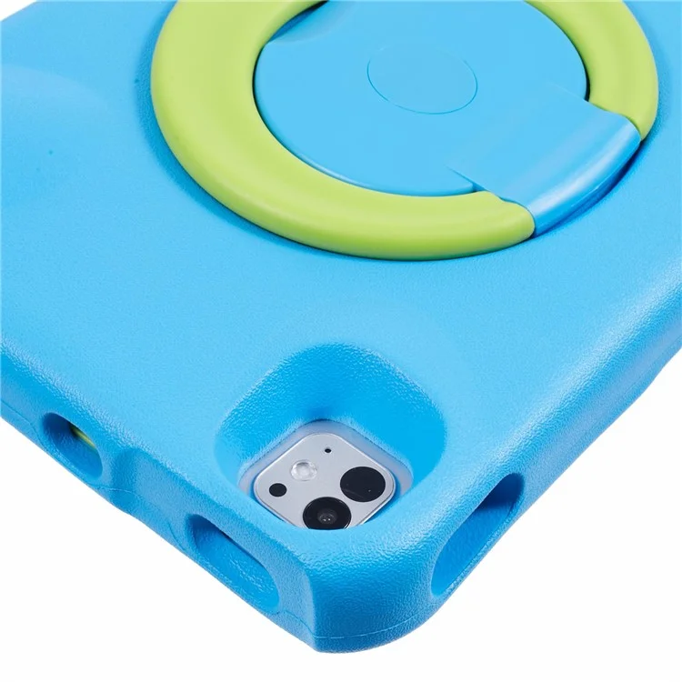 Étui de protection pour iPad Pro 11 (2024) de PEPKOO, antichoc, avec support pivotant à 360 degrés en PC et revêtement protecteur en EVA - Bleu / Vert
