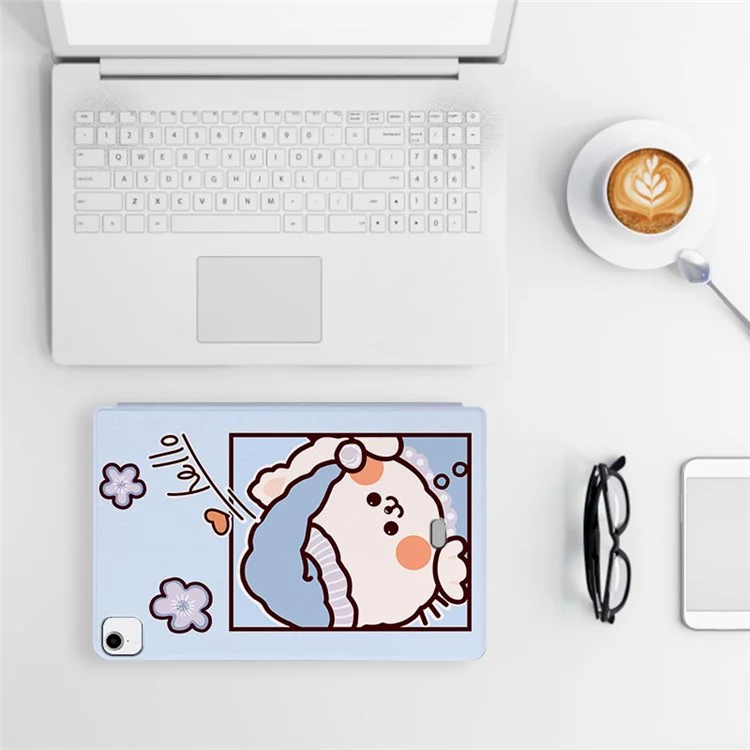 For iPad Pro 11 (2018) / (2020) / (2021) / (2022) Cartoon Pattern Printing PU Leather Adjustable Stand Tablet Case with Auto Wake / Sleep - Space Rabbit