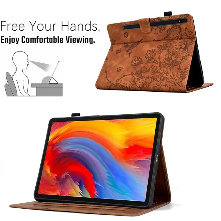 Custodia in pelle per Samsung Galaxy Tab S8 X700 X706 / Tab S7 T870 T875 con porta-carte - Marrone