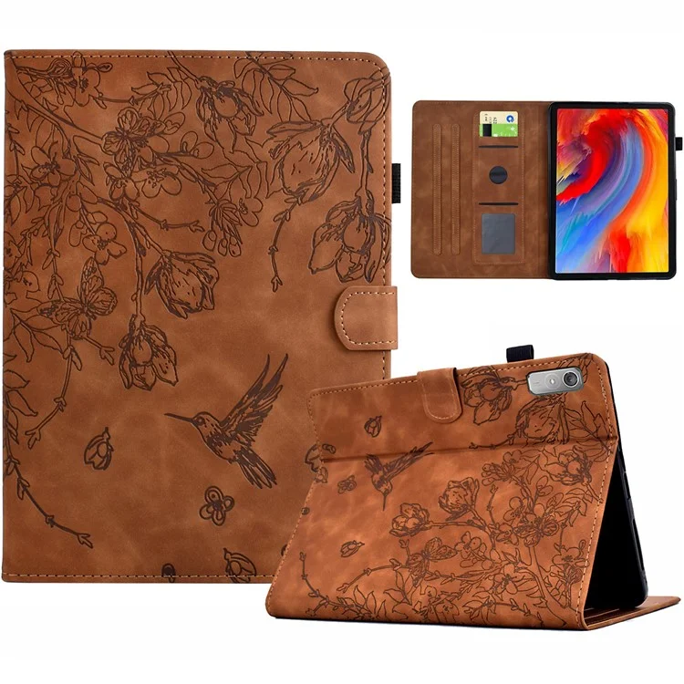 Étui pour Lenovo Tab P11 Gen 2 TB-350 / Xiaoxin Pad Plus (2023) avec porte-cartes en cuir - Marron