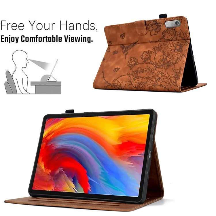 Étui pour Lenovo Tab P11 Gen 2 TB-350 / Xiaoxin Pad Plus (2023) avec porte-cartes en cuir - Marron