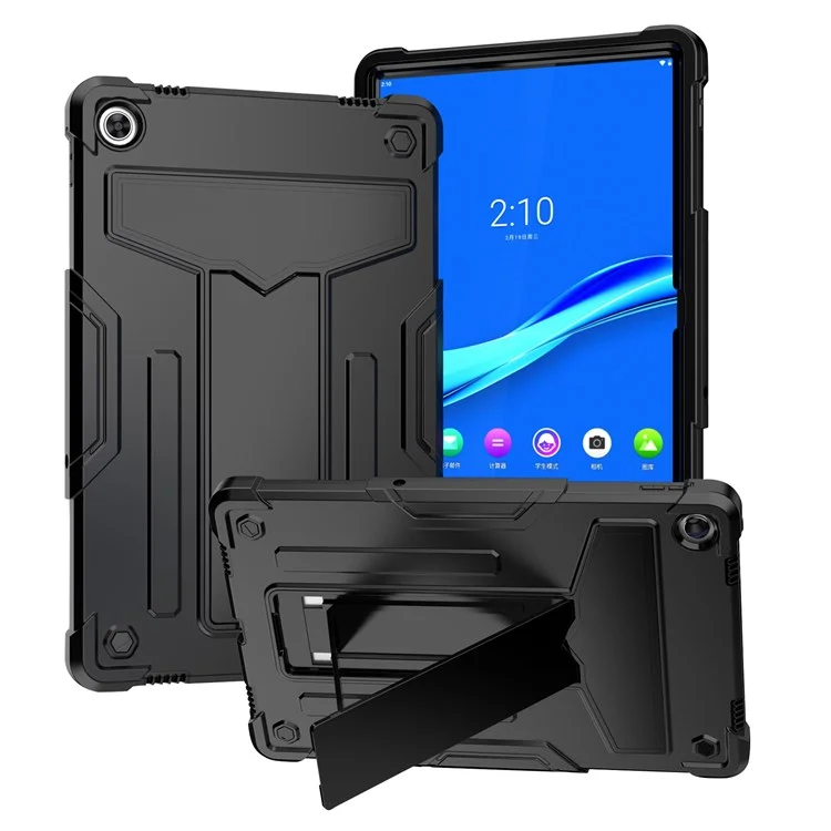 Pour Lenovo Tab M10 Plus (3e génération) / Xiaoxin Pad 2022 10,6 pouces Coque de protection en PC + silicone à support en T antichoc et anti-chute - Noir / Noir