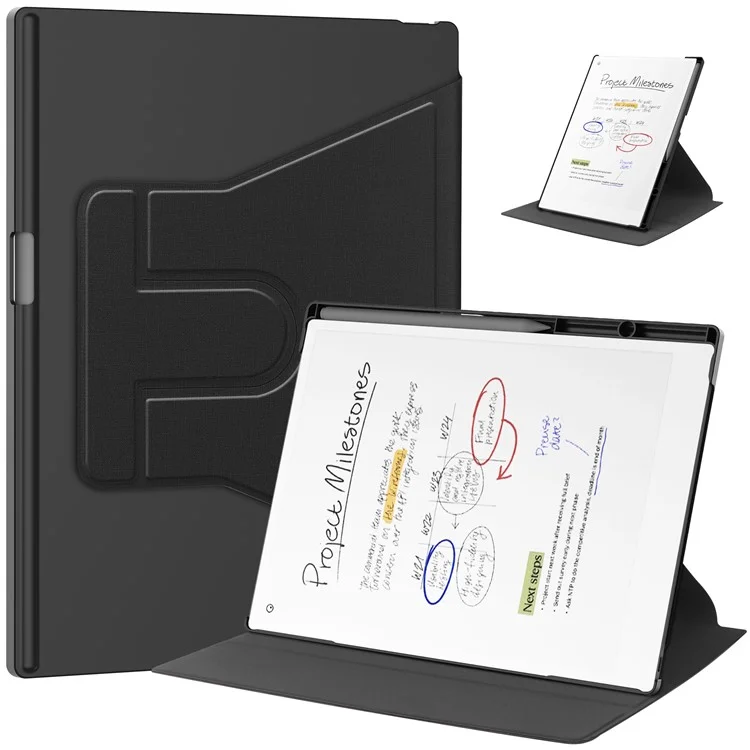 Étui de protection Remarkable Paper Pro avec support rotatif à 360 degrés en PC+PU - Noir