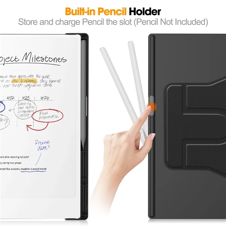 Étui de protection Remarkable Paper Pro avec support rotatif à 360 degrés en PC+PU - Noir