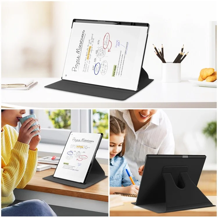 Étui de protection Remarkable Paper Pro avec support rotatif à 360 degrés en PC+PU - Noir