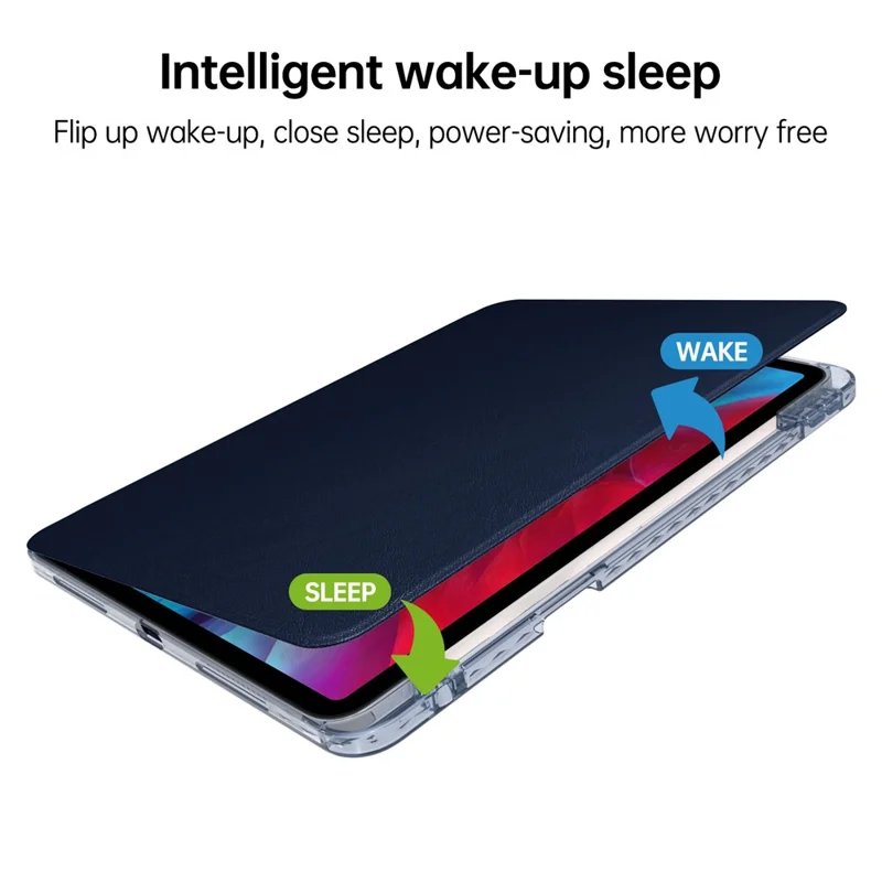 For iPad Pro 13 (2025) / 13 (2024) Case PU Leather+Acrylic+TPU Rotating Clear Tablet Cover Auto Wake  /  Sleep - Dark Blue