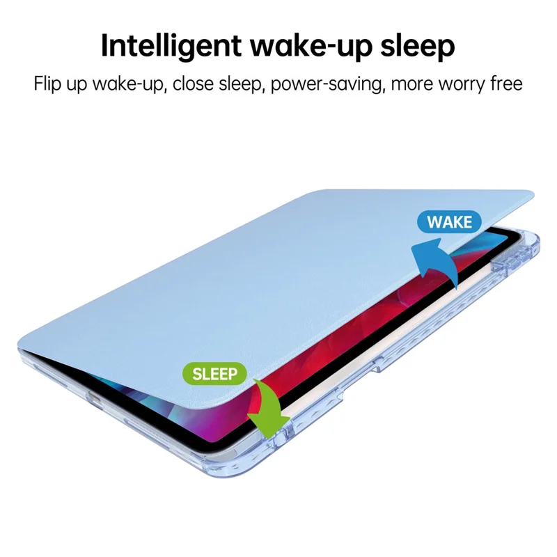 For iPad Pro 11 (2025) / 11 (2024) Case PU Leather+Acrylic+TPU Rotating Clear Tablet Cover Auto Wake  /  Sleep - Baby Blue