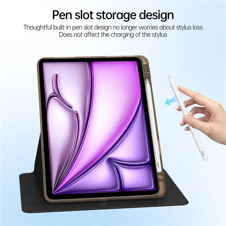 Carcasa para Tablet para iPad Air 13 (2024) / Pro 12.9 (2022) / (2021) / (2020) Cuero PU + Acrílico + TPU Cubierta transparente giratoria Activación / Suspensión automática - Negro