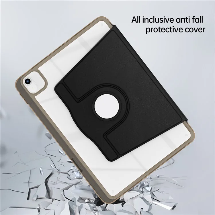 Carcasa para Tablet para iPad Air 13 (2024) / Pro 12.9 (2022) / (2021) / (2020) Cuero PU + Acrílico + TPU Cubierta transparente giratoria Activación / Suspensión automática - Negro
