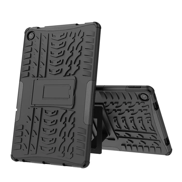 Pour Lenovo Tab M10 Plus (3e génération) / Xiaoxin Pad 2022 10,6 pouces Anti-rayures Anti-chute Texture de pneu Support Armure lourde Étui Coque en TPU doux et PC dur - Noir