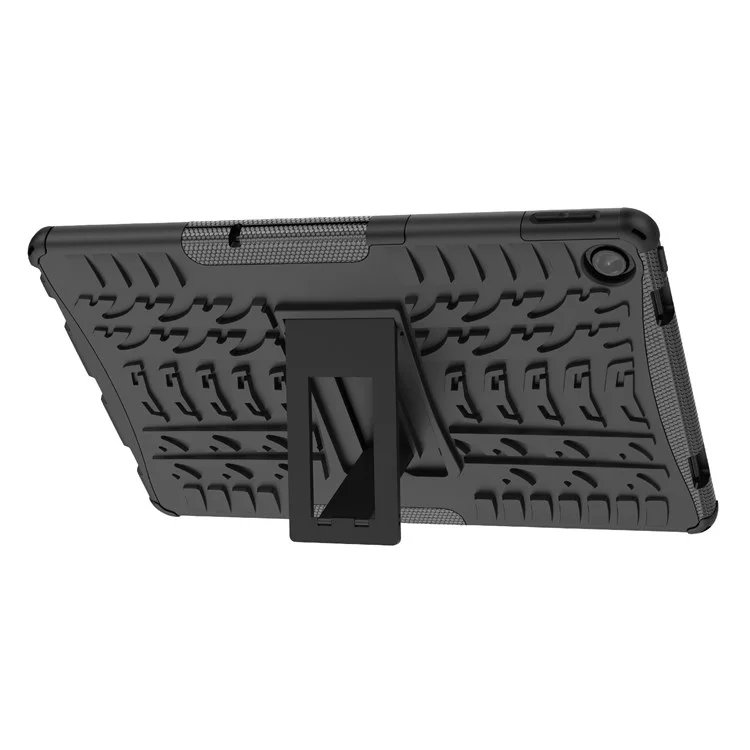 Pour Lenovo Tab M10 Plus (3e génération) / Xiaoxin Pad 2022 10,6 pouces Anti-rayures Anti-chute Texture de pneu Support Armure lourde Étui Coque en TPU doux et PC dur - Noir