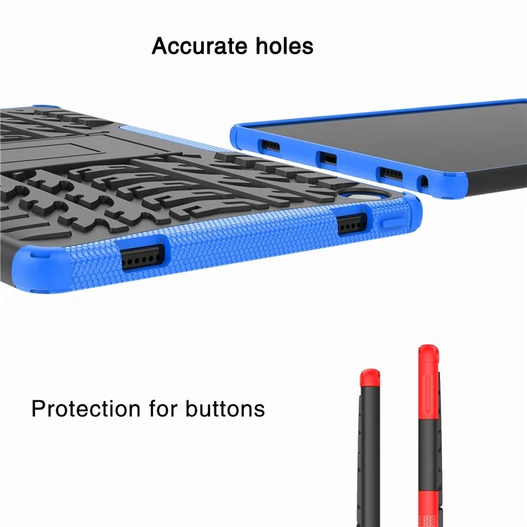 Pour Lenovo Tab M10 Plus (3e génération) / Xiaoxin Pad 2022 10,6 pouces Anti-rayures Anti-chute Texture de pneu Support Armure lourde Étui Coque en TPU doux et PC dur - Noir