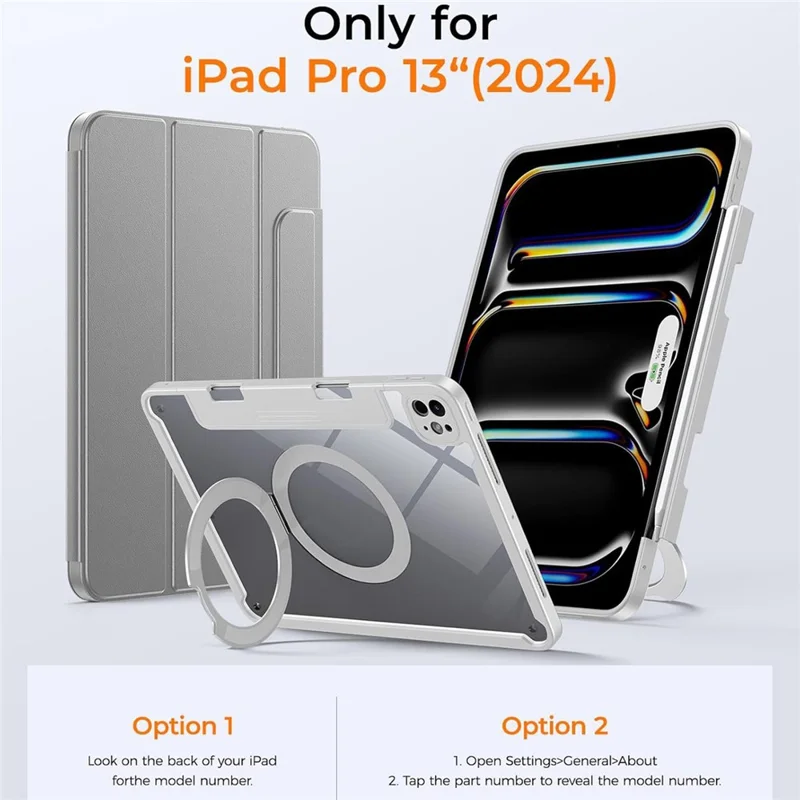 Bulk Purchasing For iPad Pro 13 (2024) Case Rotating Kickstand PC + PU Leather Detachable Magnetic Tablet Cover with Pencil Holder - Black