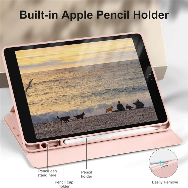 Massenkauf Ständerfall für iPad 10.2 (2021) / (2020) / (2019) stoßabsorbierender TPU + PU-Leder-Tablet-Hülle mit Stiftfach
