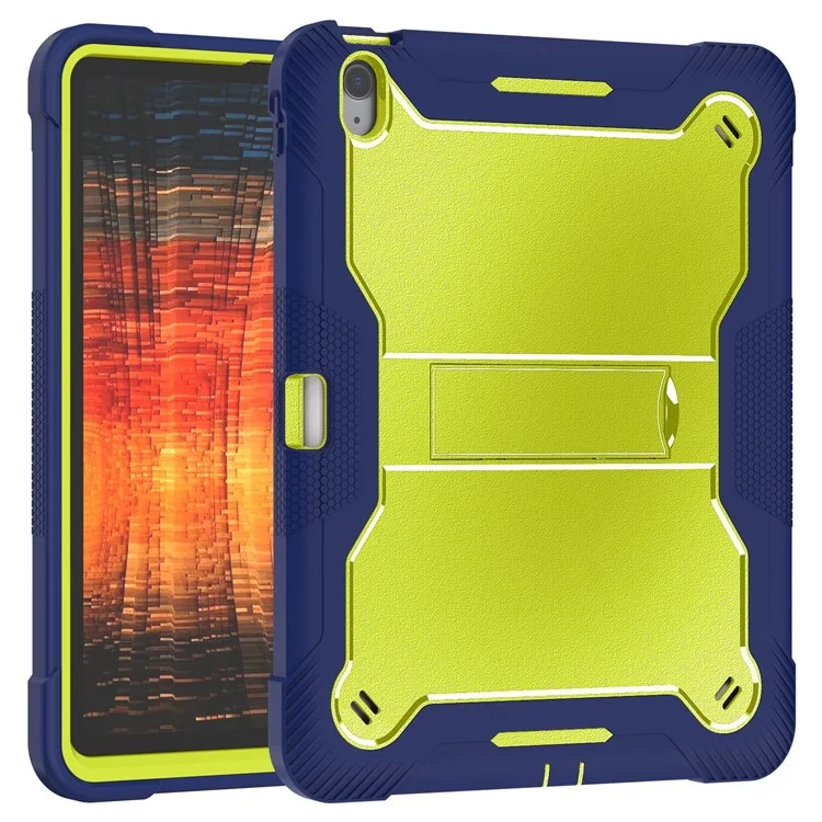 Bulk Purchasing For iPad mini (2024)  /  (2021) Case Kickstand Silicone + PC Impact Protective Tablet Cover - Navy Blue+Yellowgreen