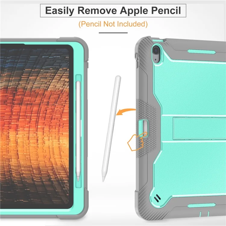 Bulk Purchasing For iPad mini (2024)  /  (2021) Case Kickstand Silicone + PC Impact Protective Tablet Cover - Navy Blue+Yellowgreen